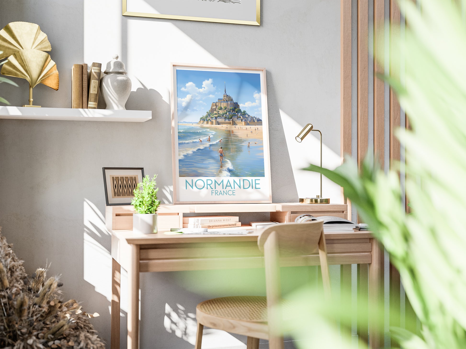 normandie travel poster on desk france