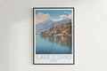 lake como travel poster hanged on the wall italy