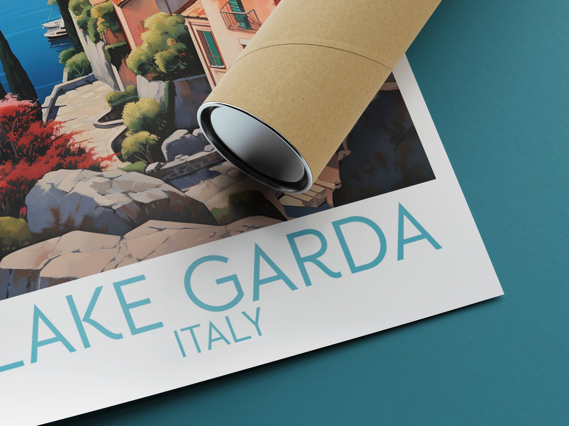 lake garda travel poster rolled italy