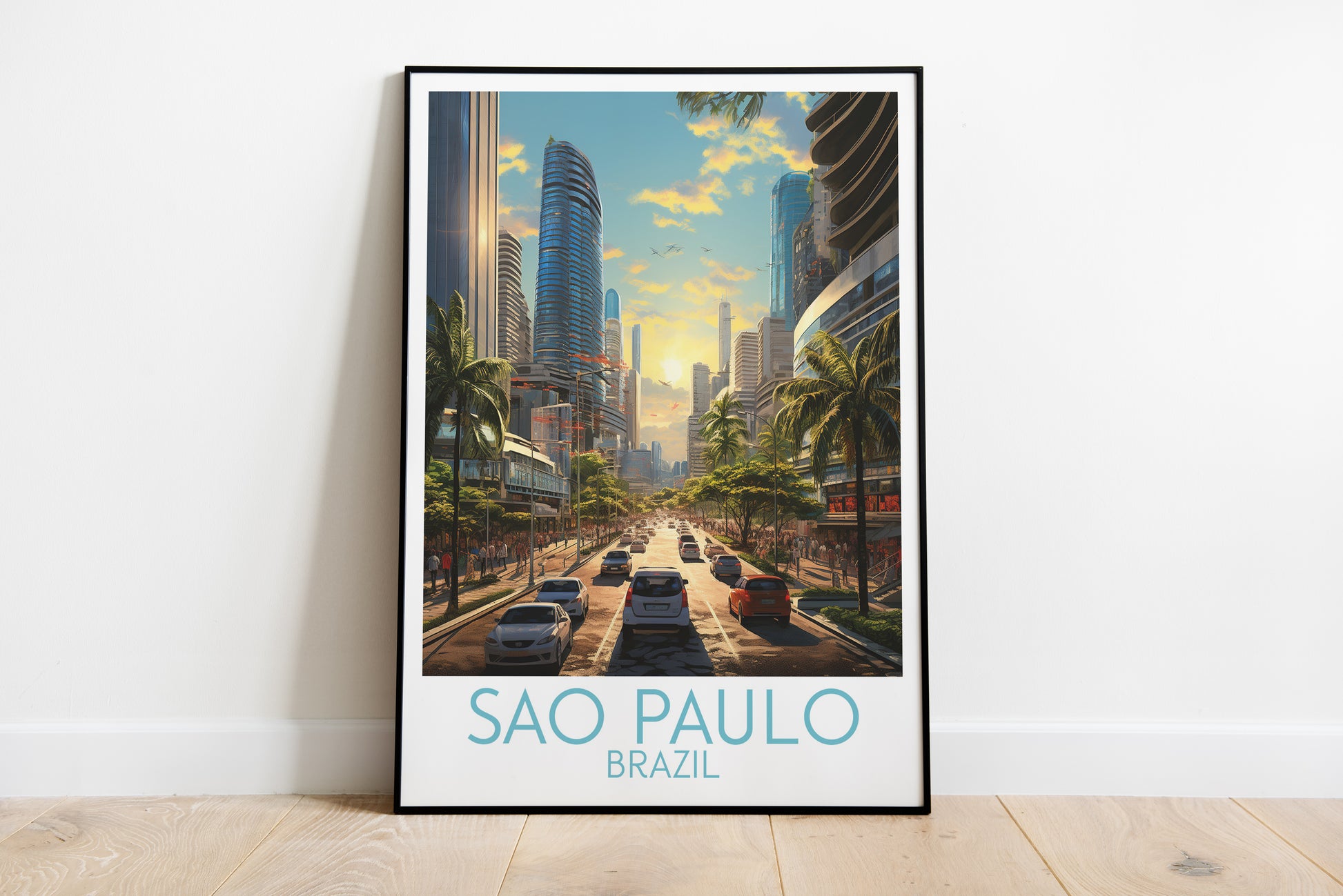 sao paulo travel poster on the ground brazil