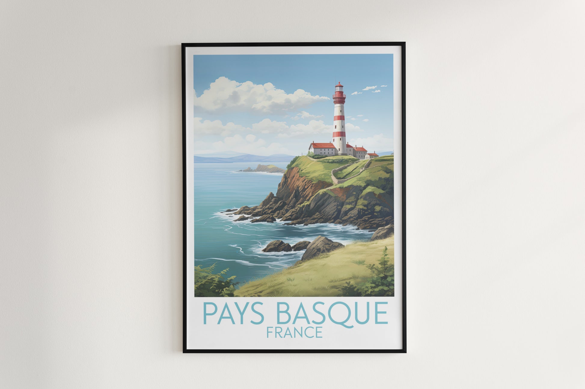 pays basque travel poster hanged on the wall france