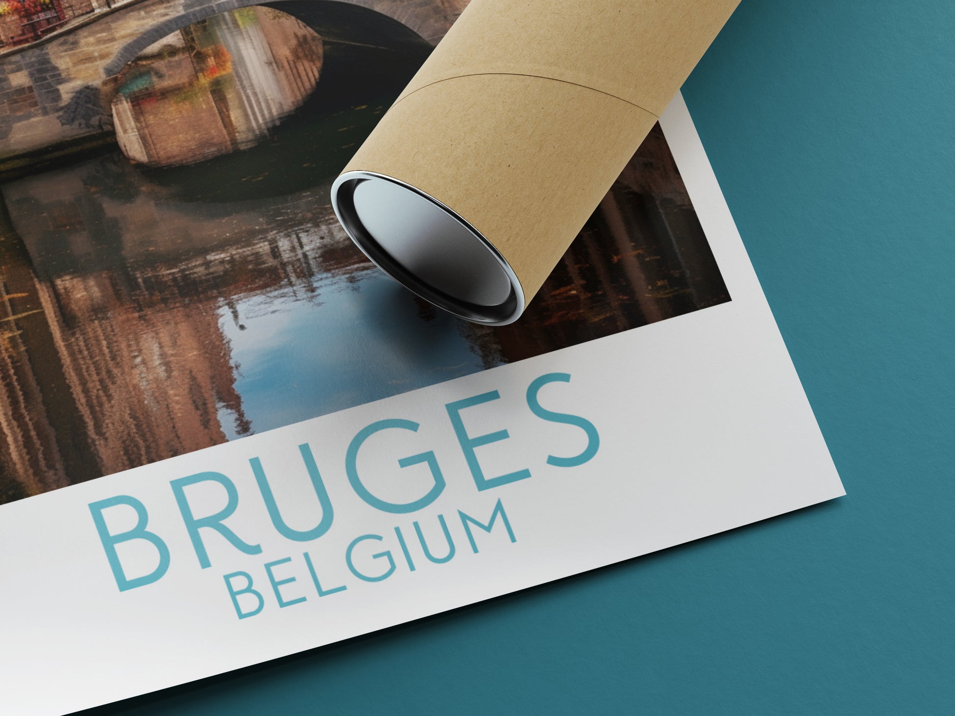 bruges travel poster rolled belgium