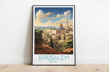 jerusalem travel poster on the ground israel