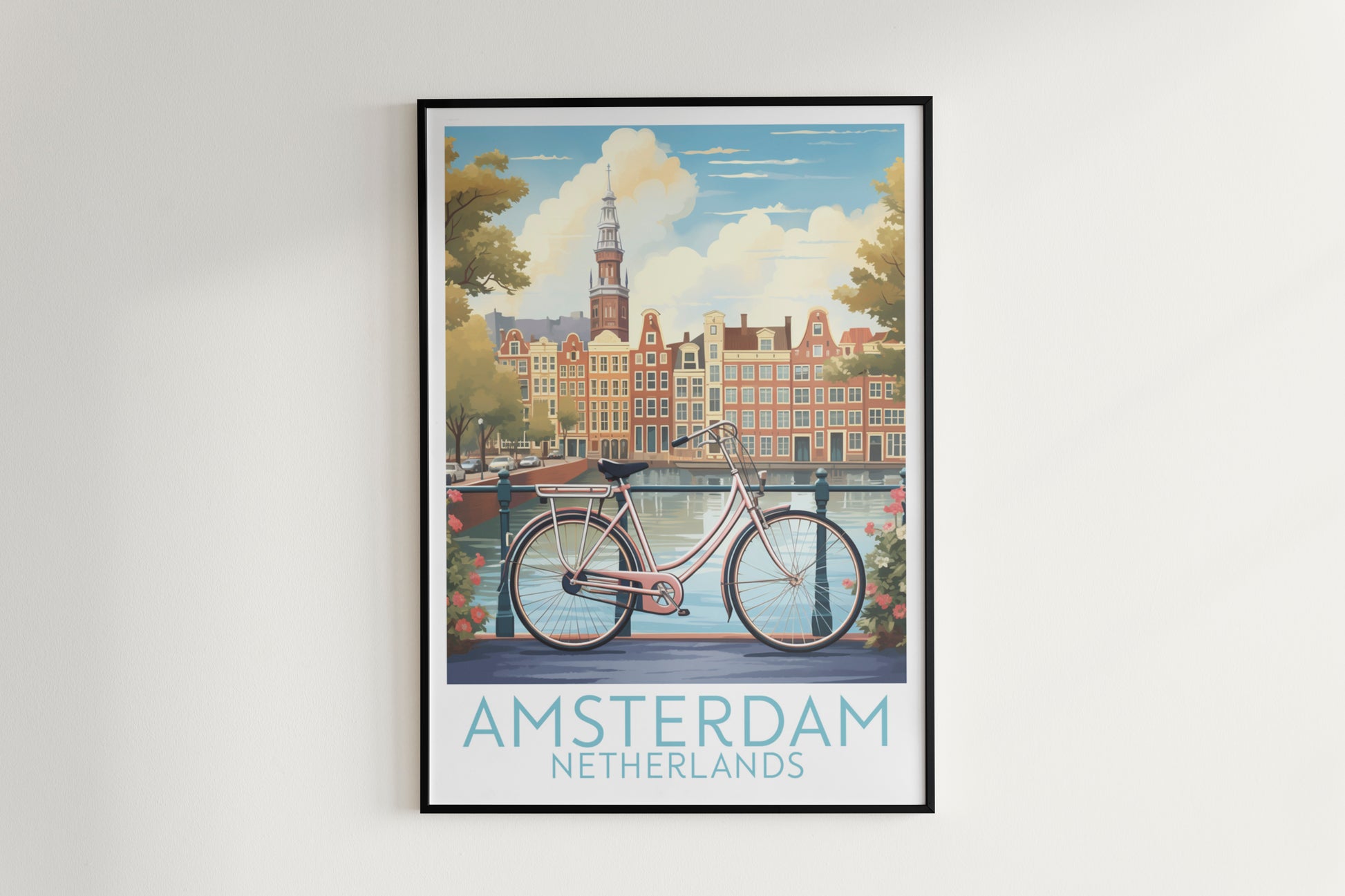 amsterdam travel poster hanged on the wall netherlands