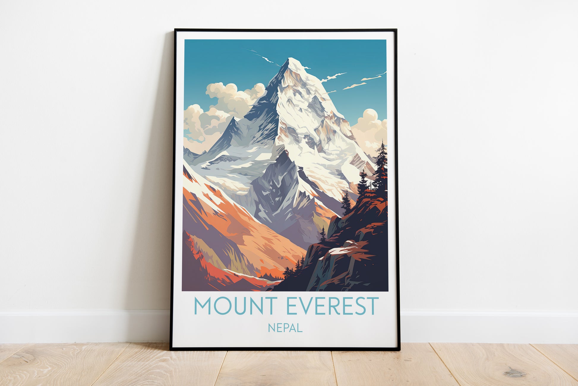 mount everest travel poster on the ground nepal