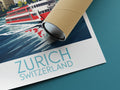 zurich travel poster rolled switzerland