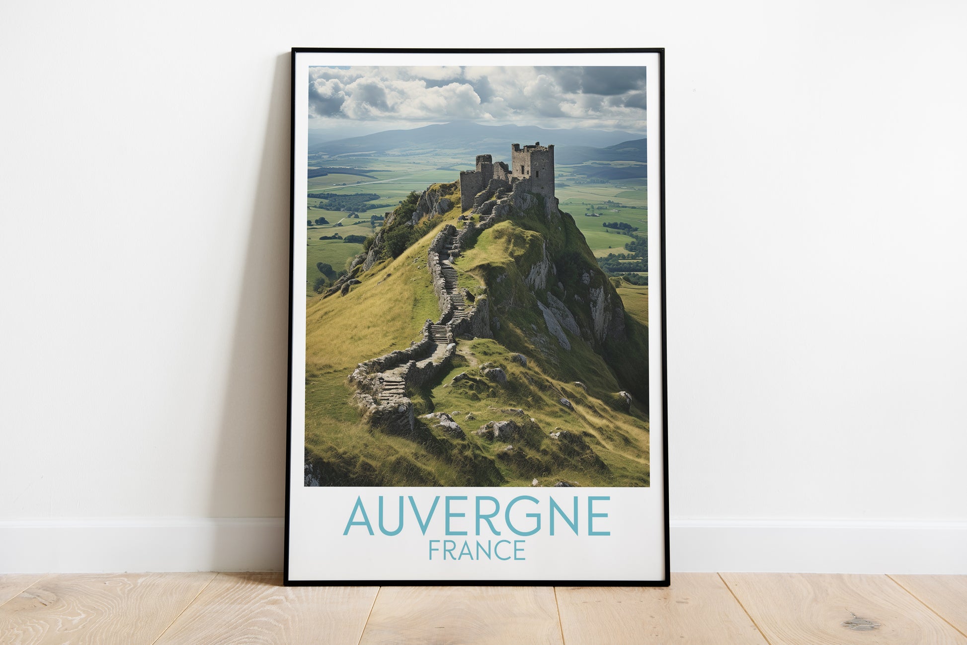 auvergne travel poster on the ground france