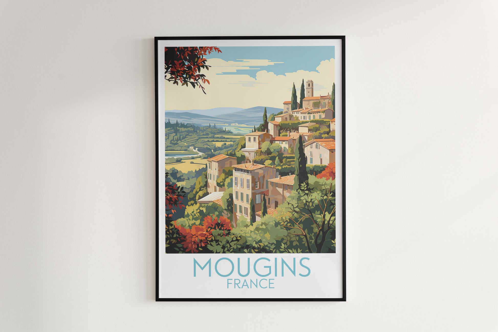 mougins travel poster hanged on the wall france