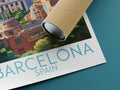 barcelona travel poster rolled spain