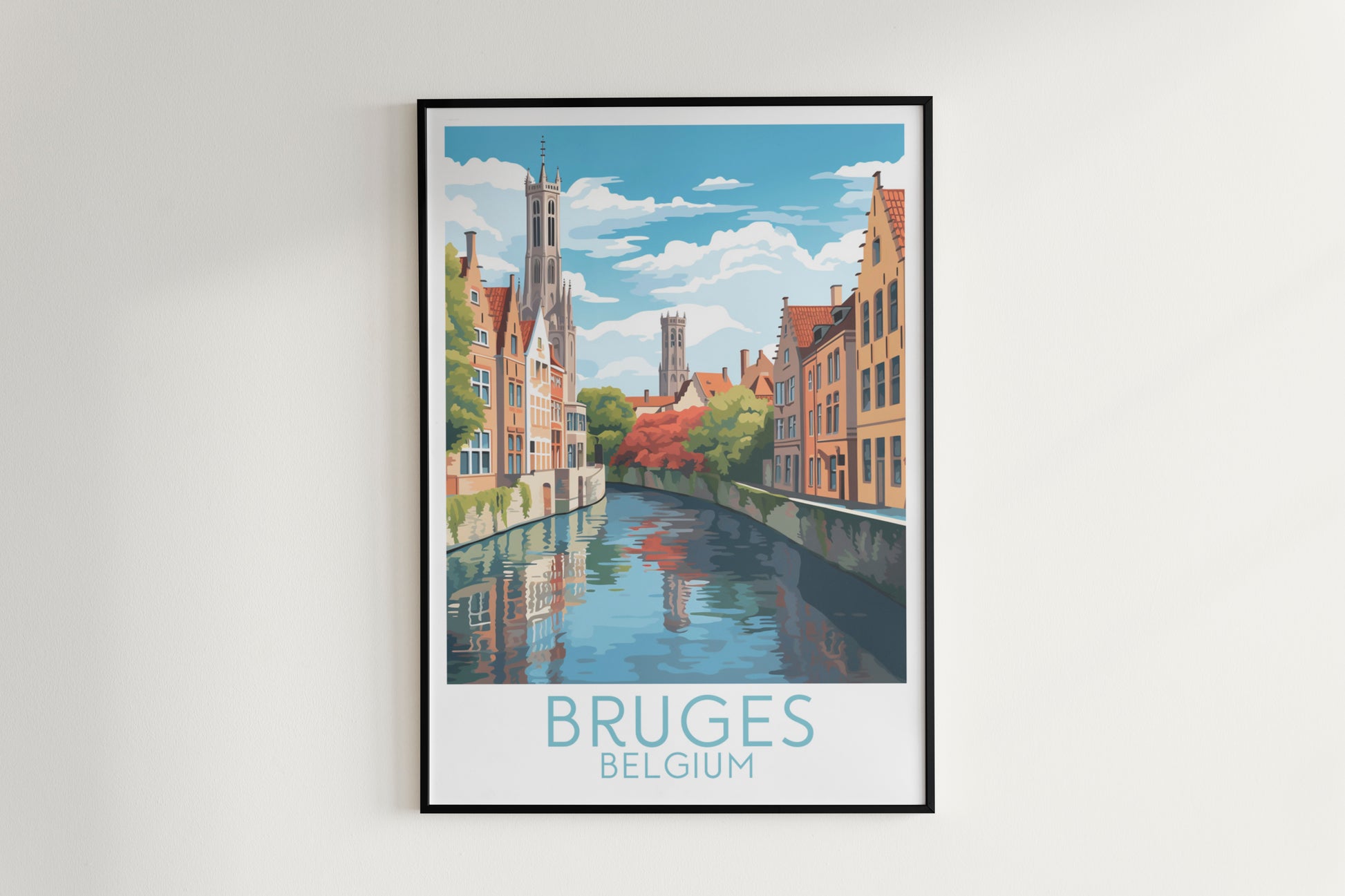 bruges travel poster hanged on the wall belgium