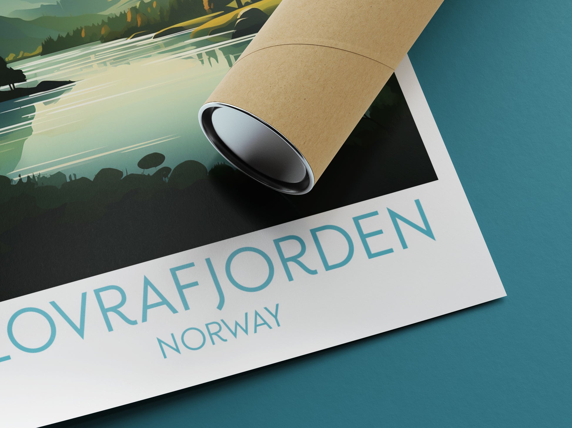 lovrafjorden travel poster rolled norway