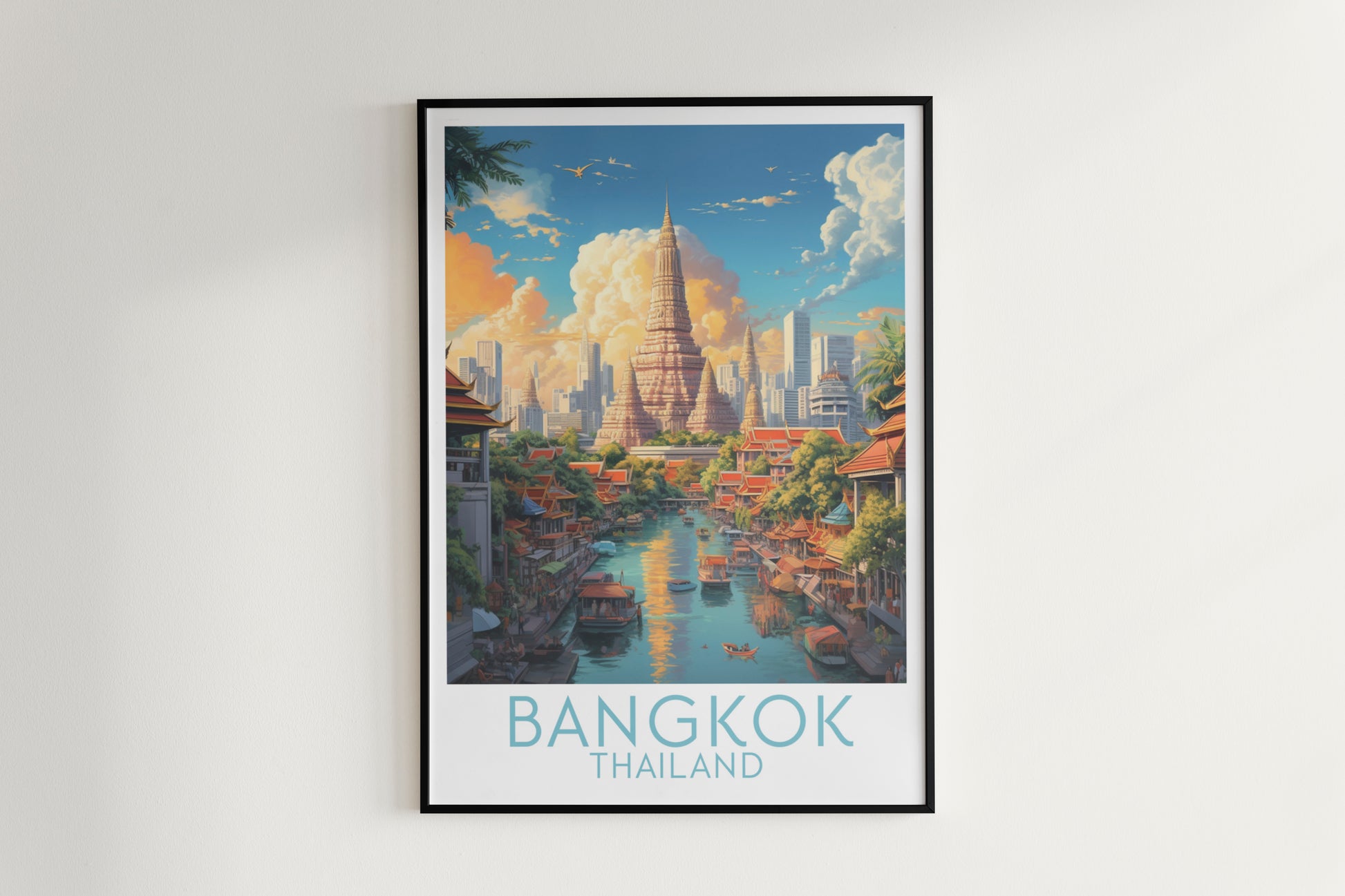 bangkok travel poster hanged on the wall thailand