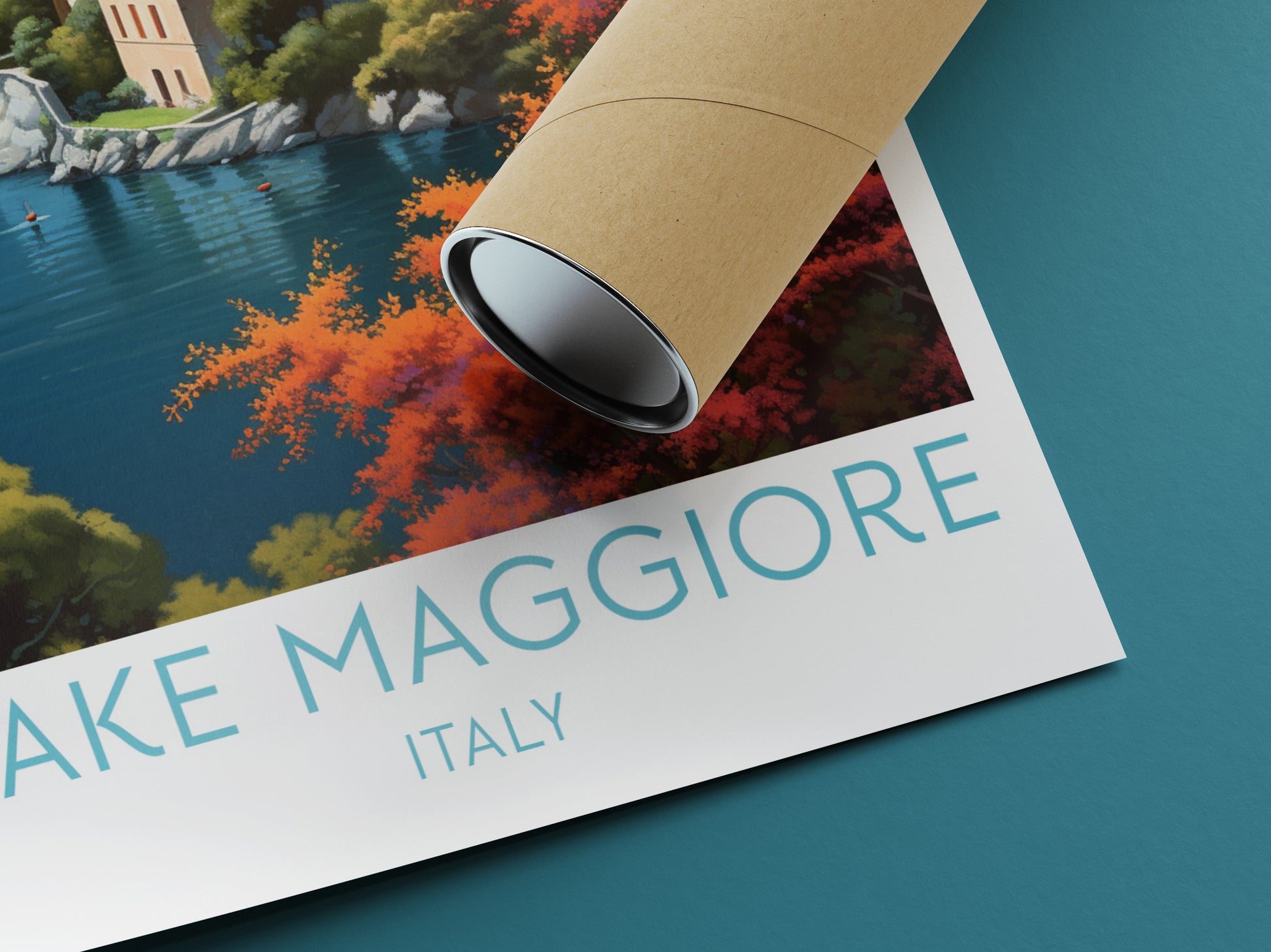 lake maggiore travel poster rolled italy