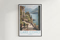 lake como travel poster hanged on the wall italy