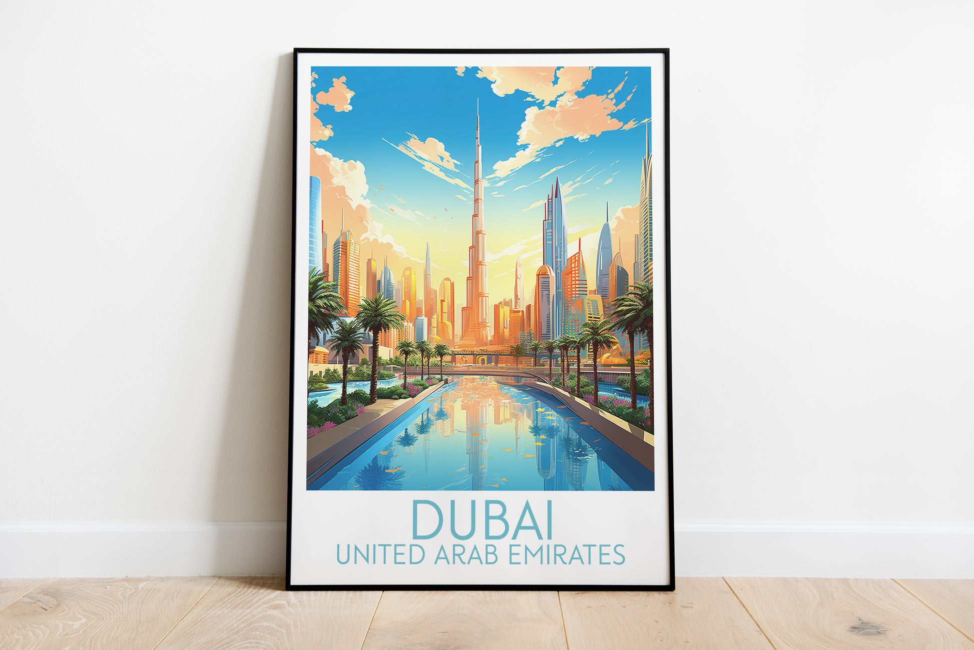 dubai travel poster on the ground united arab emirates