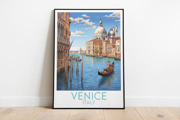 venice travel poster on the ground italy