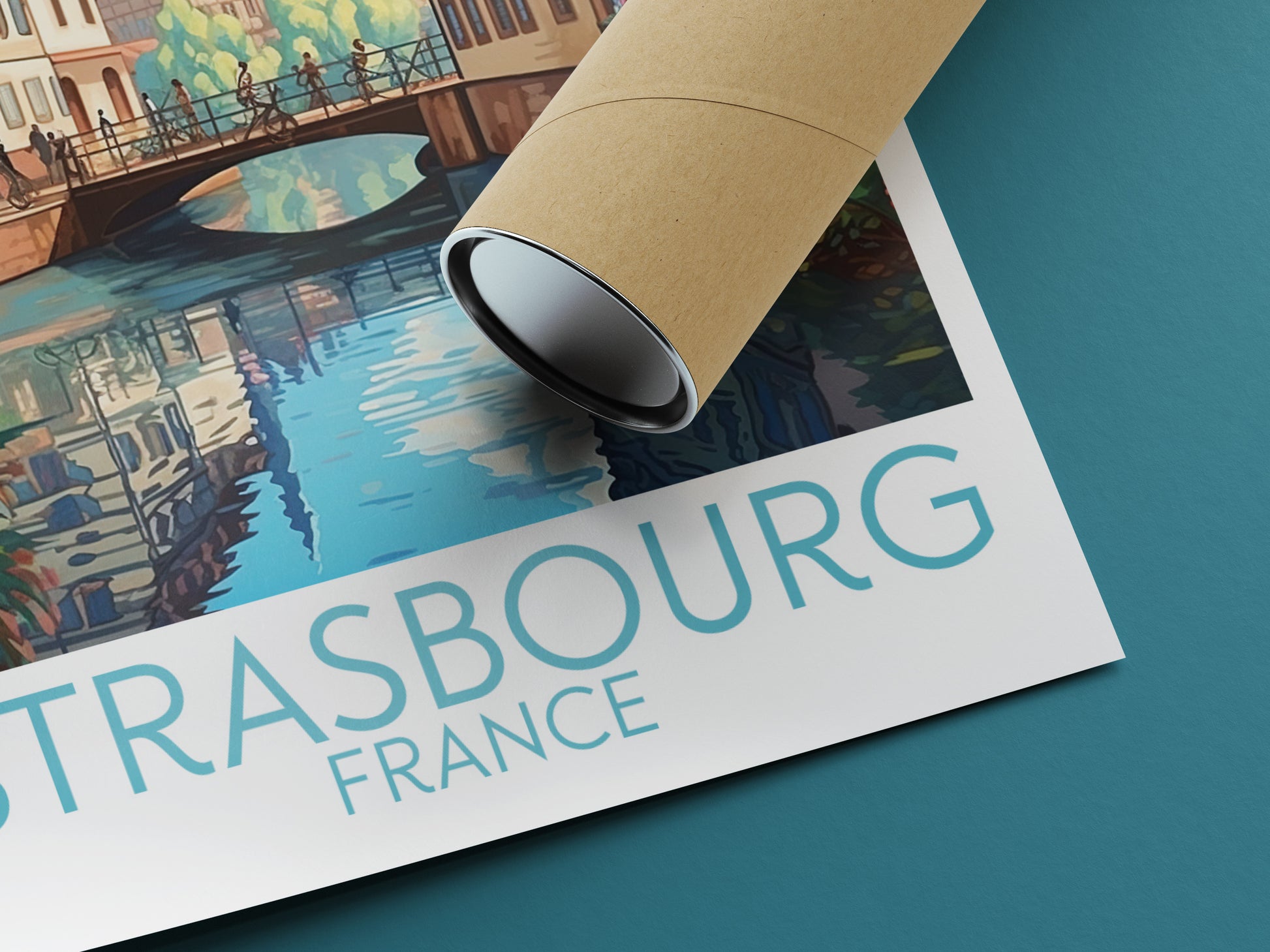 strasbourg travel poster rolled france