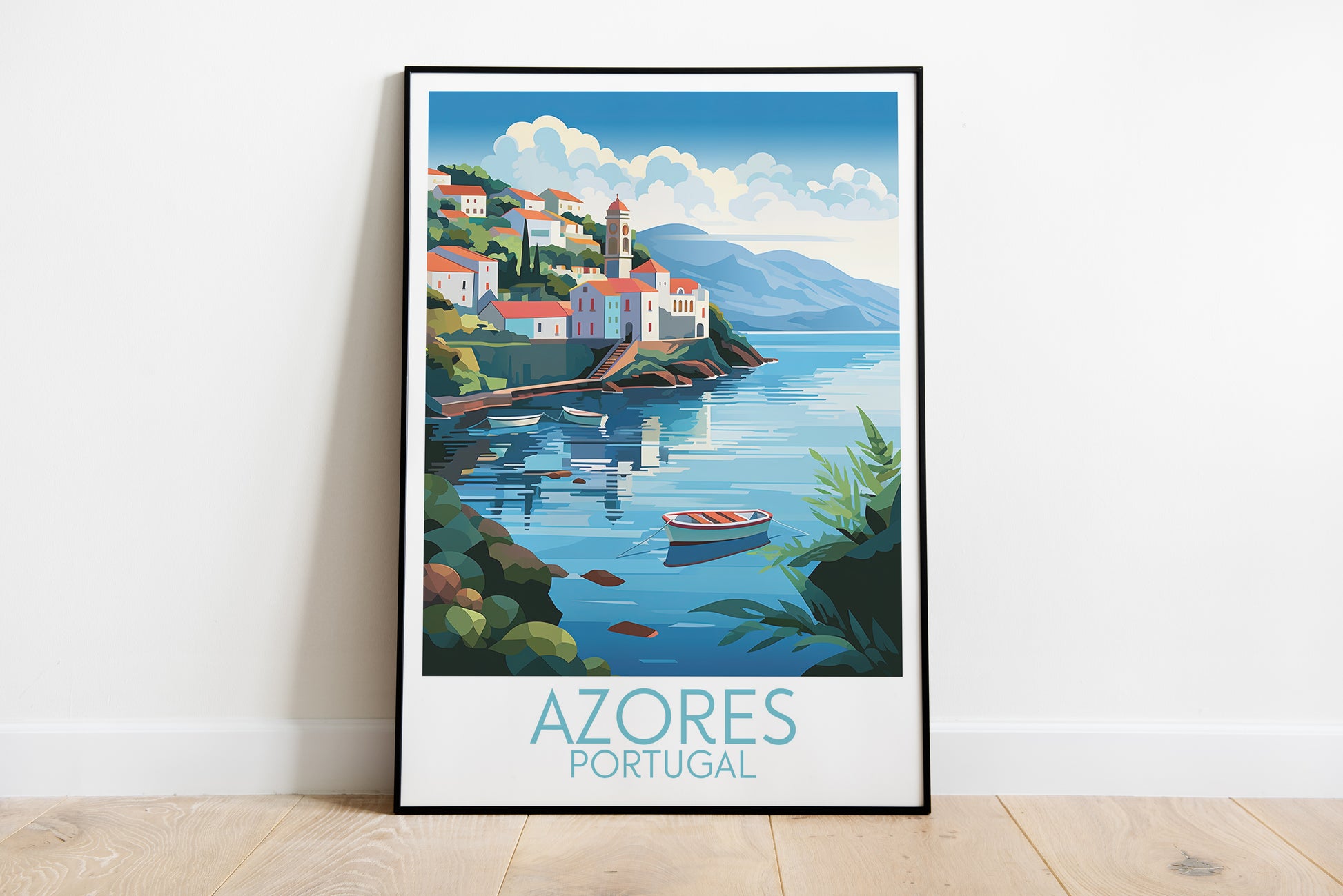 azores travel poster on the ground portugal