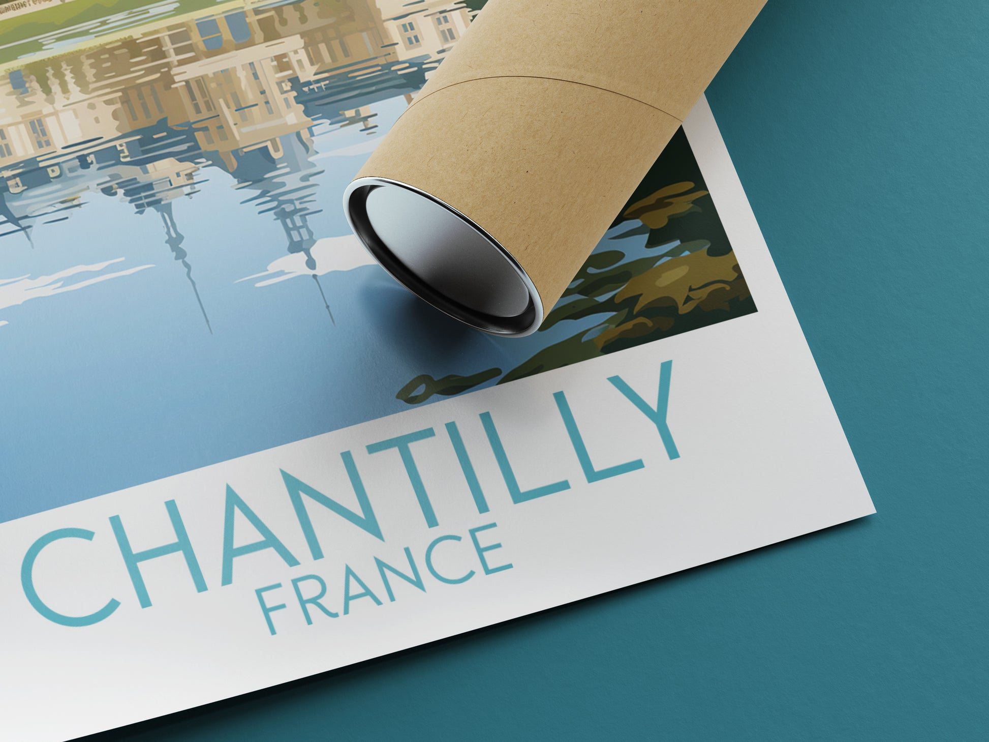 chantilly travel poster rolled france