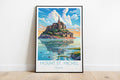 mount st michel travel poster on the ground france