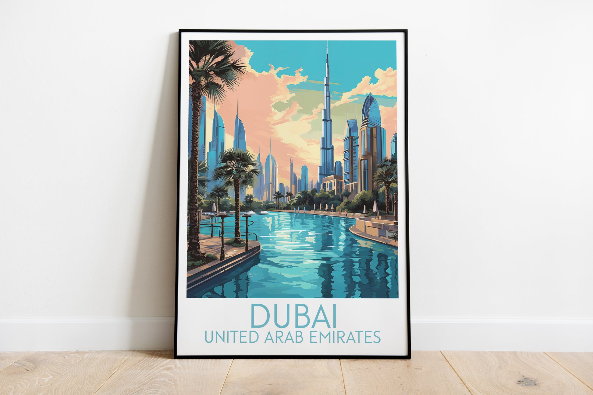 dubai travel poster on the ground united arab emirates