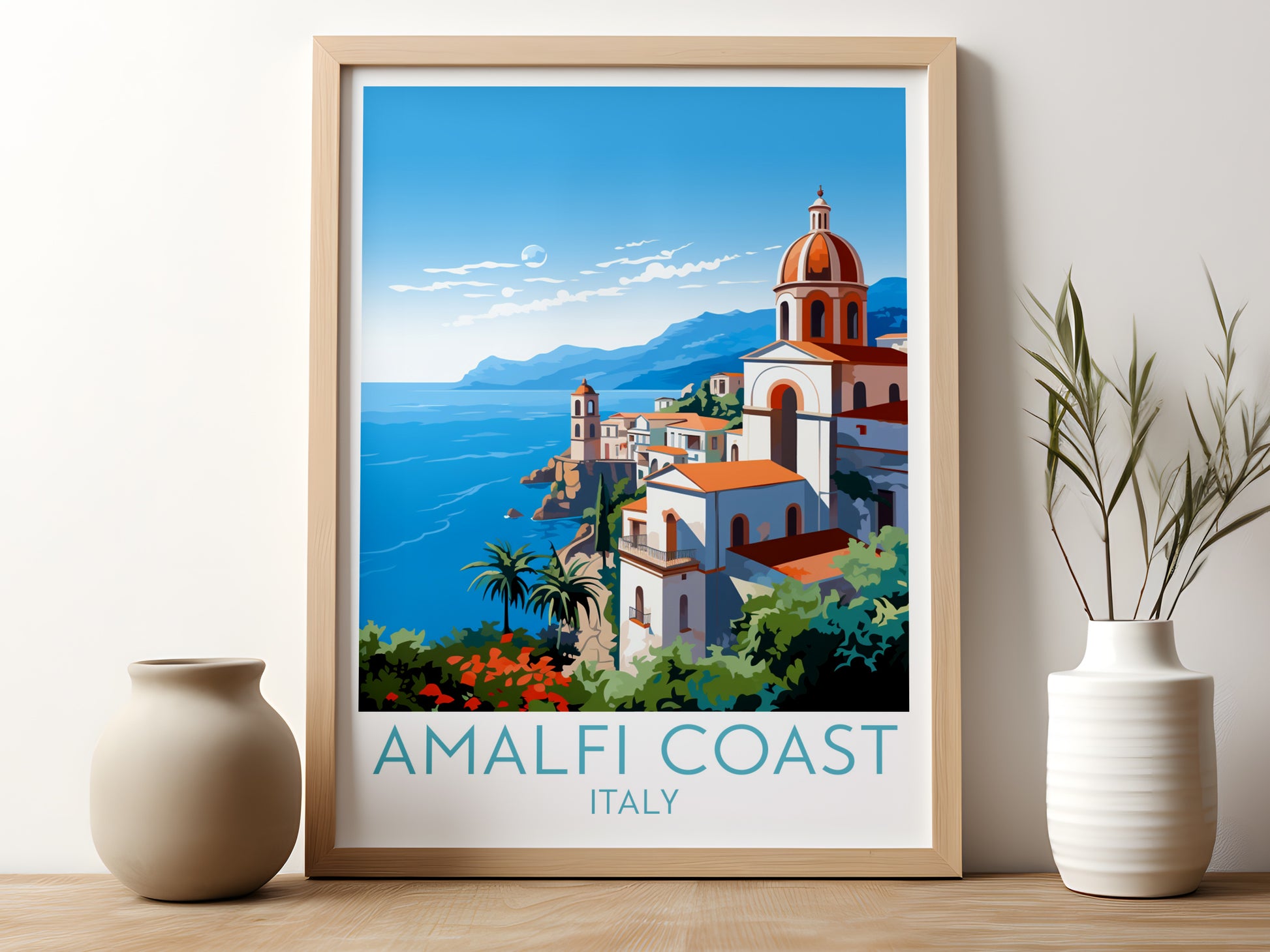 amalfi coast travel poster for kitchen italy