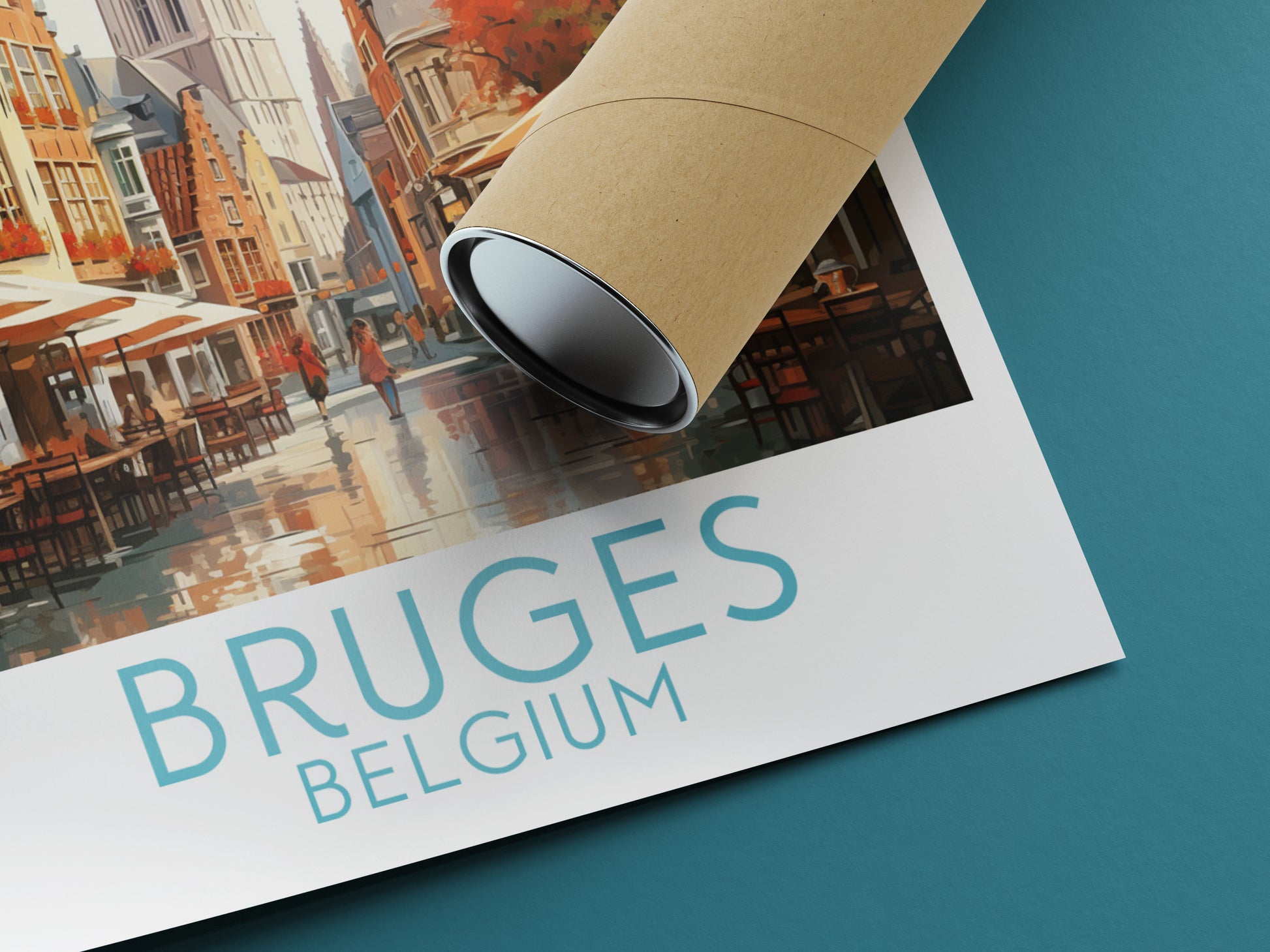 bruges travel poster rolled belgium