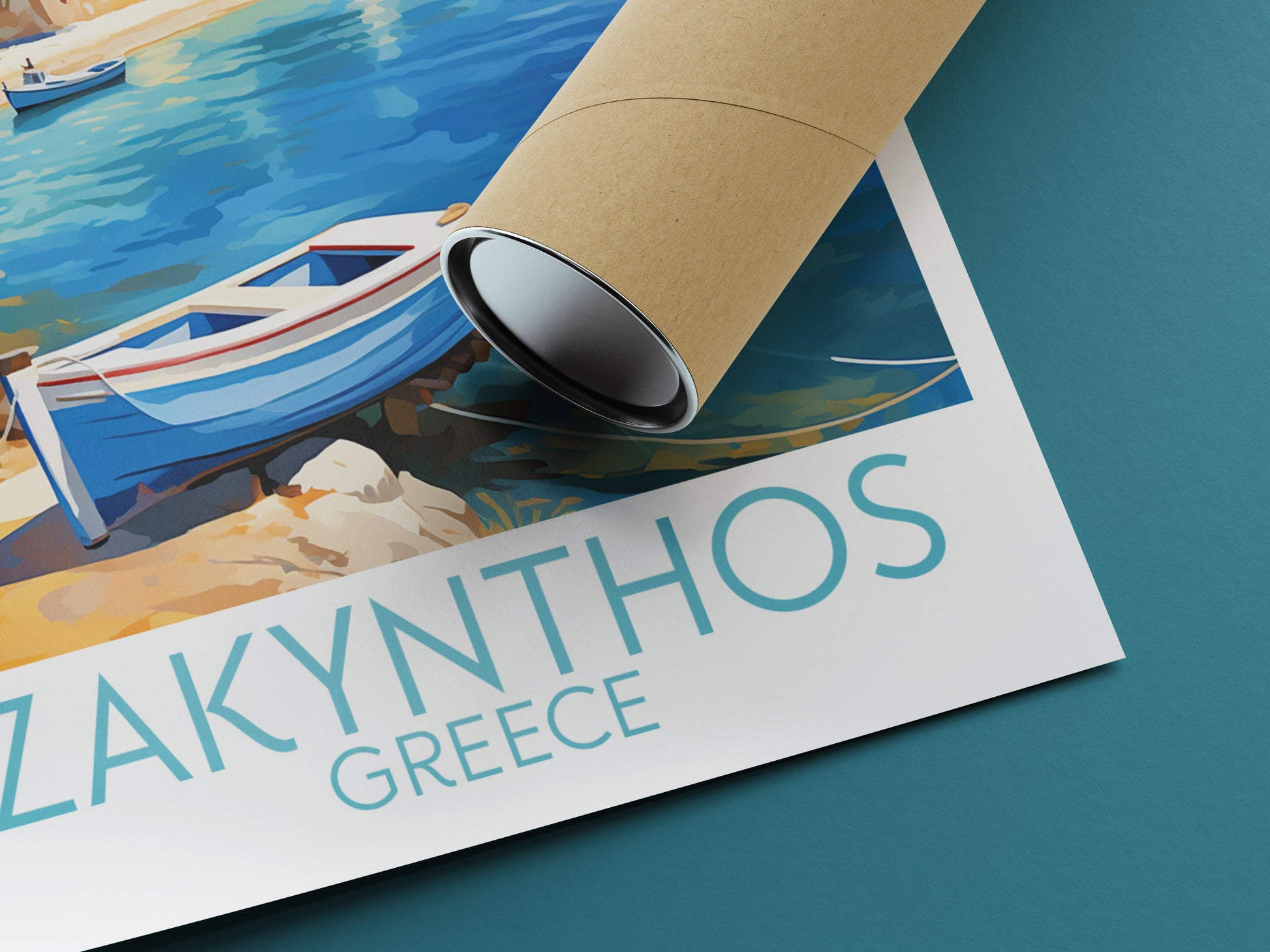 zakynthos travel poster rolled greece