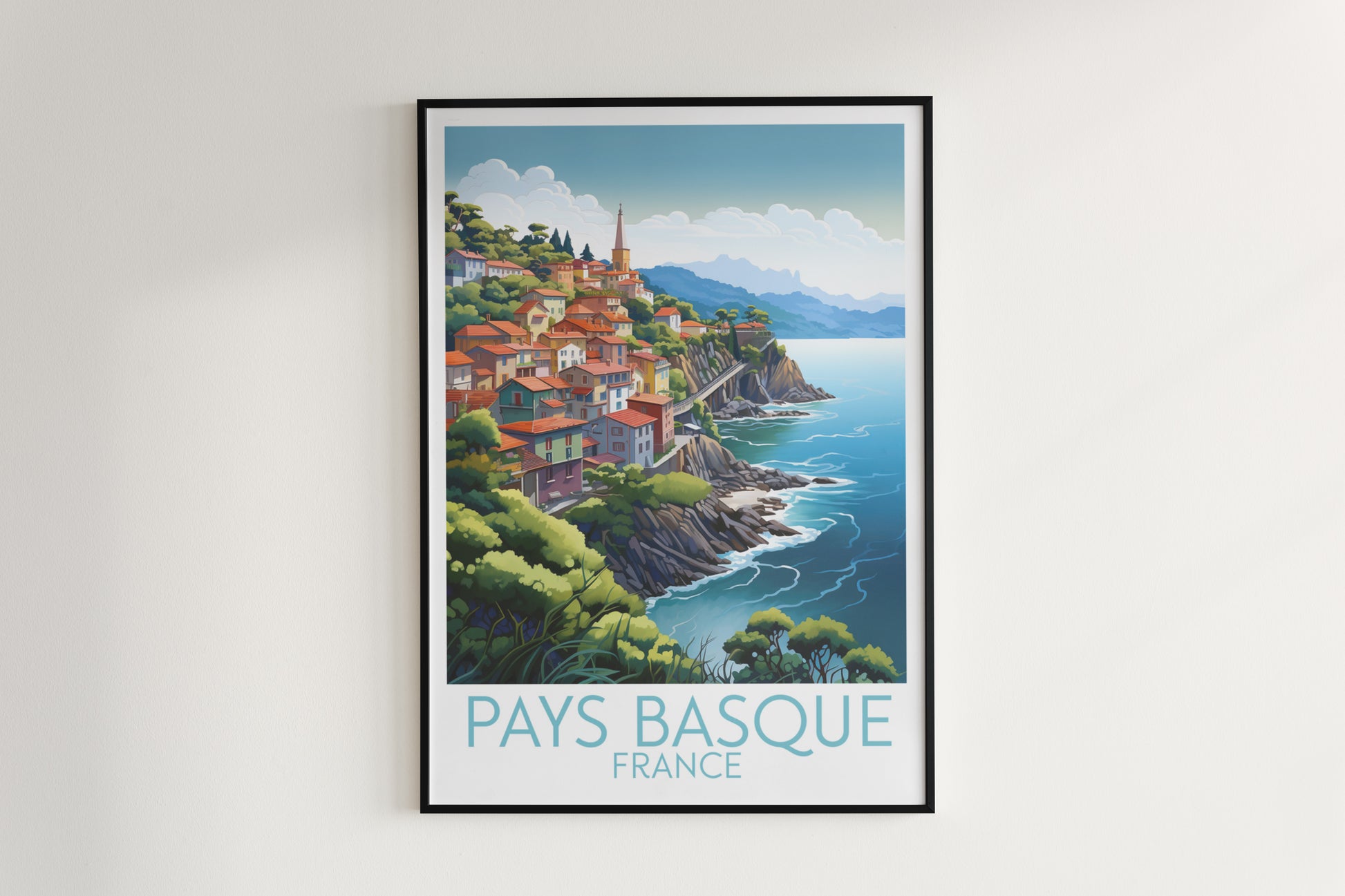 pays basque travel poster hanged on the wall france