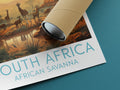 south africa travel poster rolled african savanna