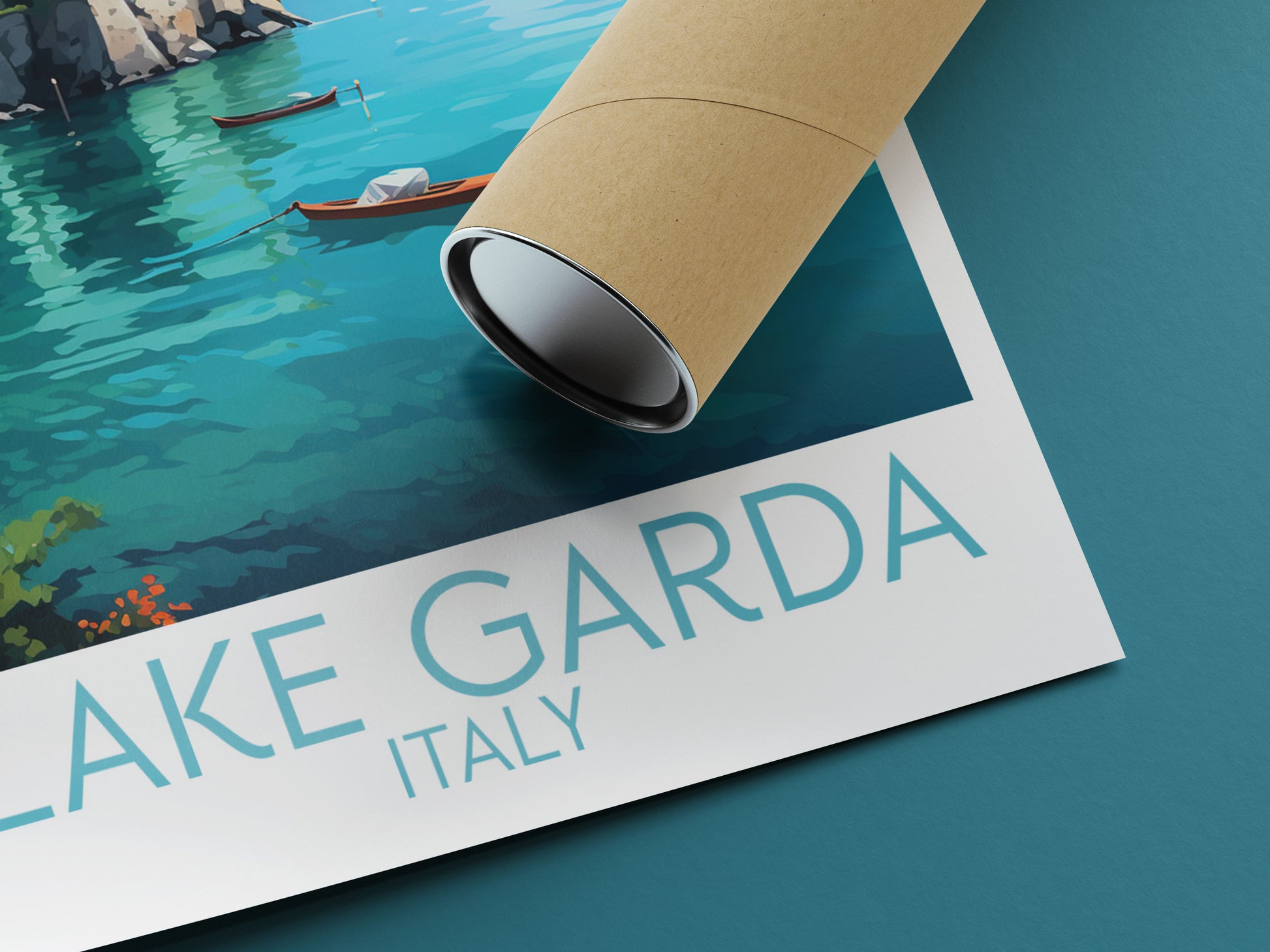 lake garda travel poster rolled italy