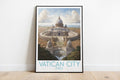 vatican city travel poster on the ground italy