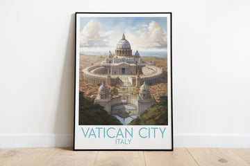 vatican city travel poster on the ground italy