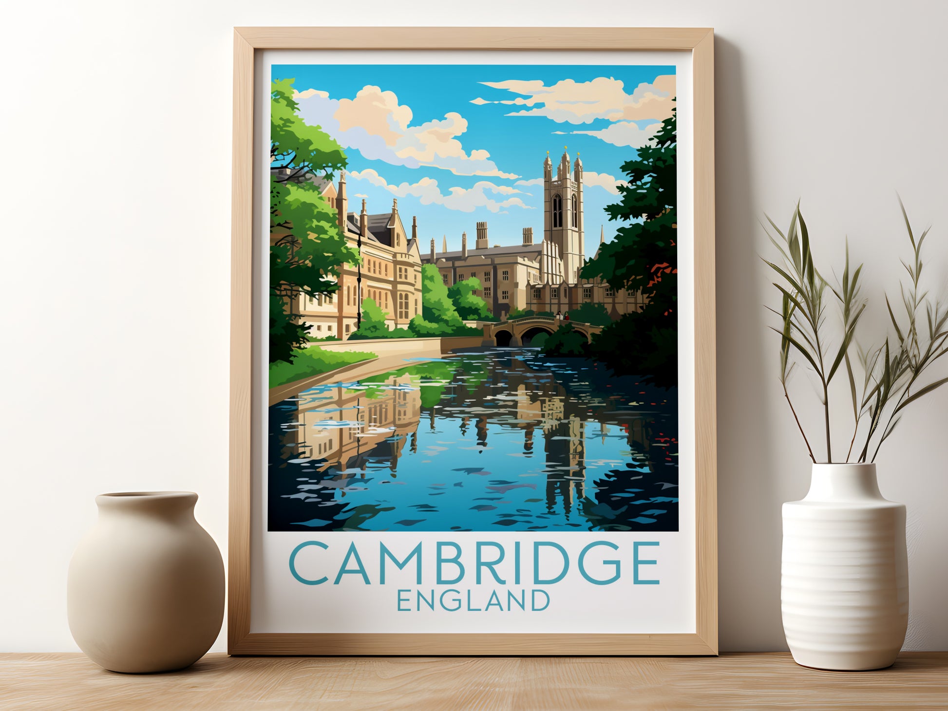 cambridge travel poster for kitchen england