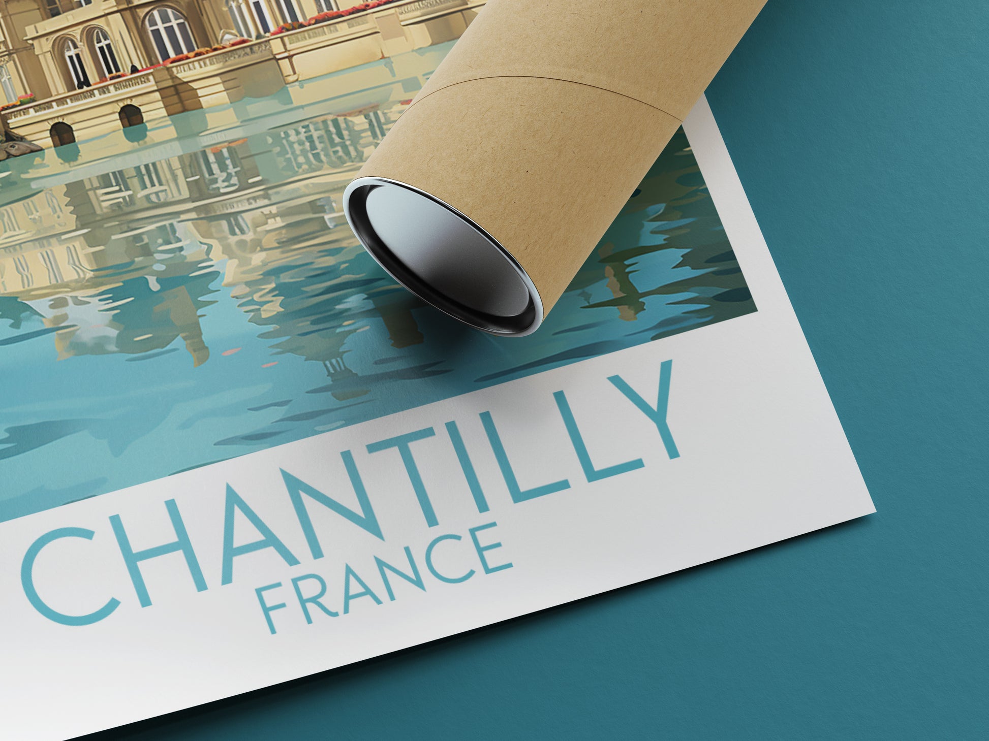 chantilly travel poster rolled france