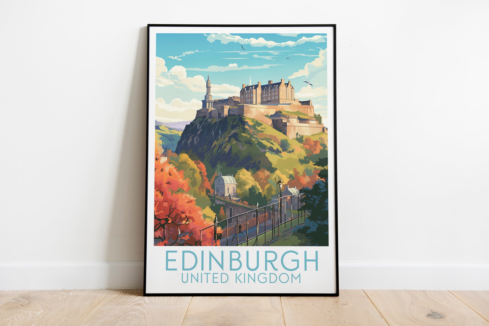 edinburgh travel poster on the ground united kingdom