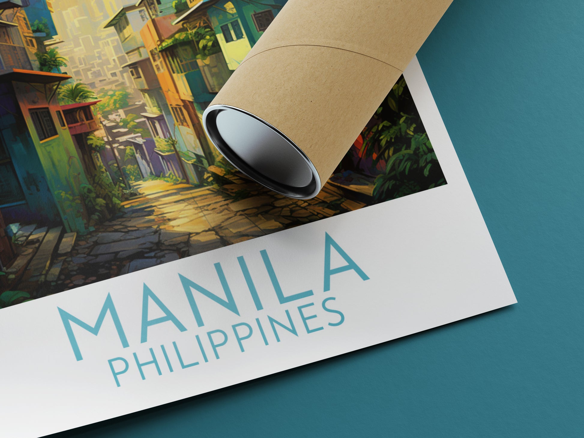 manila travel poster rolled philippines