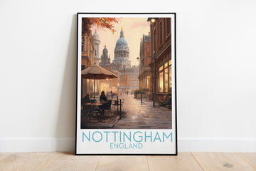 nottingham travel poster on the ground england