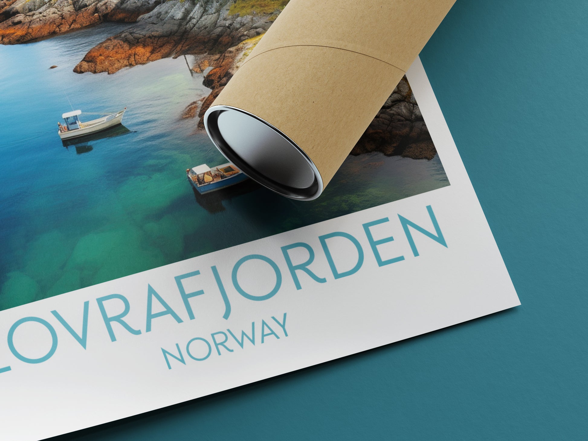 lovrafjorden travel poster rolled norway