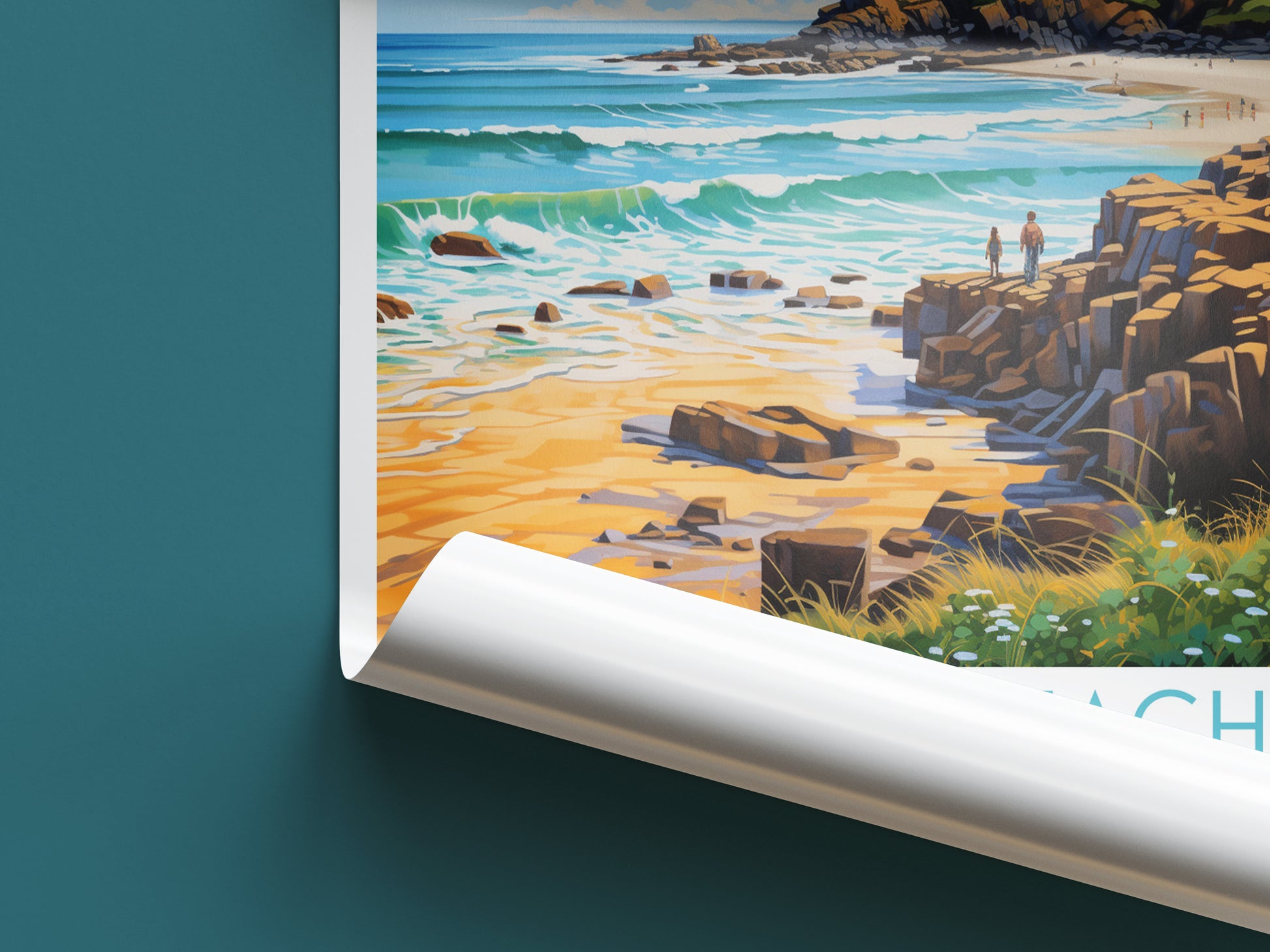 godrevy beach travel poster roll up england