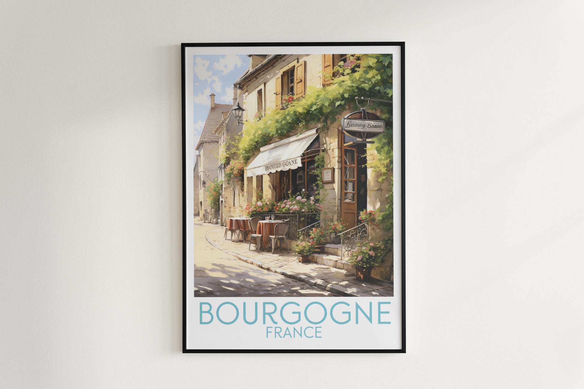 bourgogne travel poster hanged on the wall france