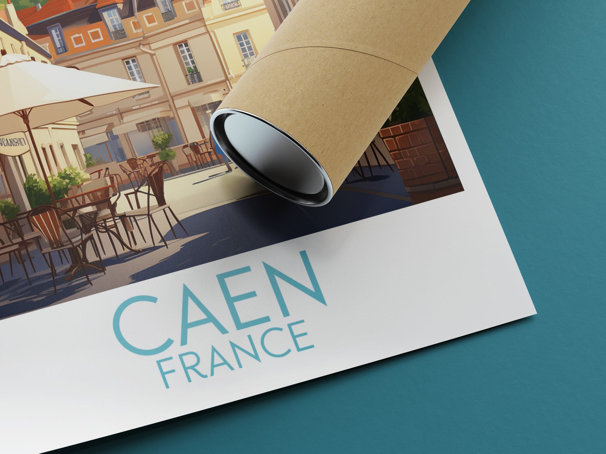 caen travel poster rolled france