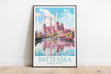 battersea travel poster on the ground england