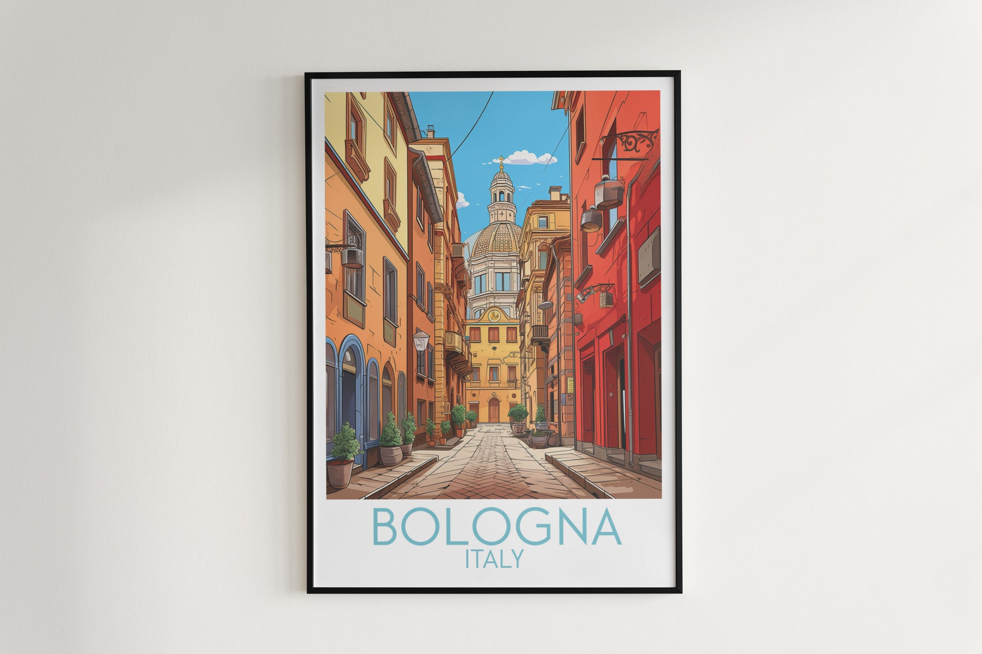 bologna travel poster hanged on the wall italy