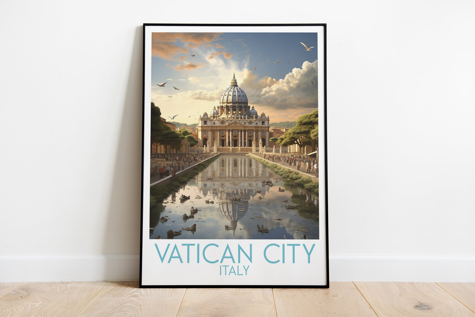 vatican city travel poster on the ground italy