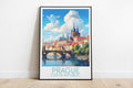 prague travel poster on the ground czech republic