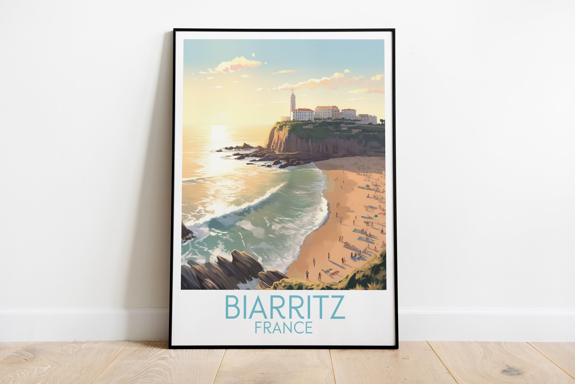 biarritz travel poster on the ground france