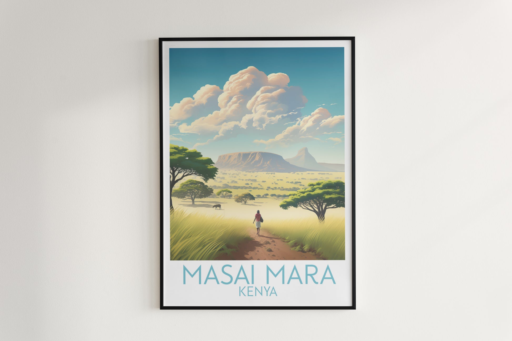 masai mara travel poster hanged on the wall kenya