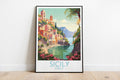 sicily travel poster on the ground italy