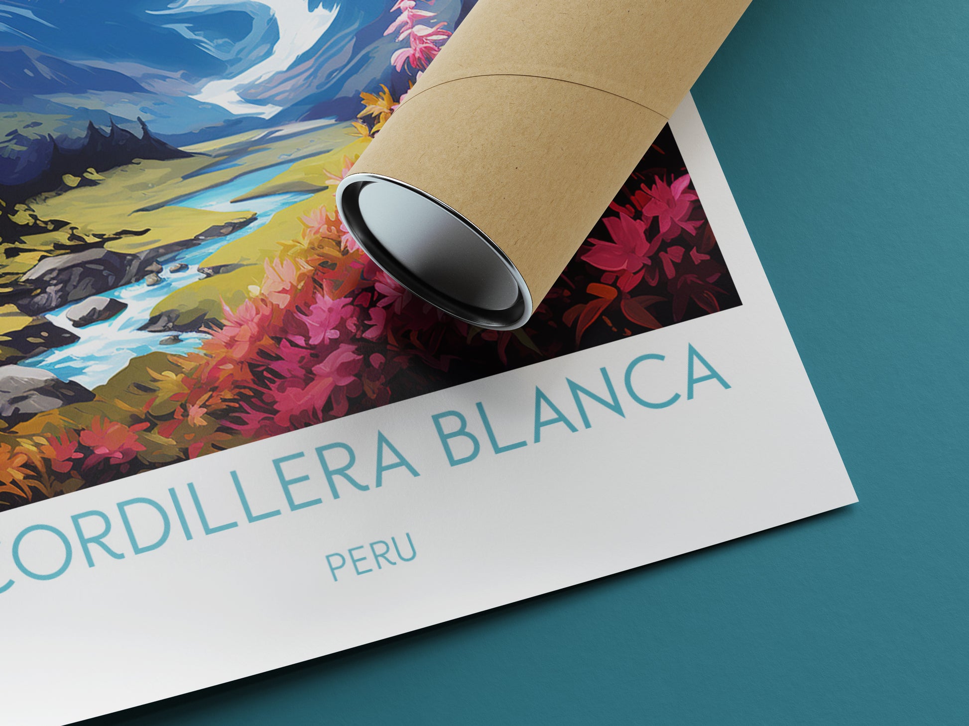 cordillera blanca travel poster rolled peru